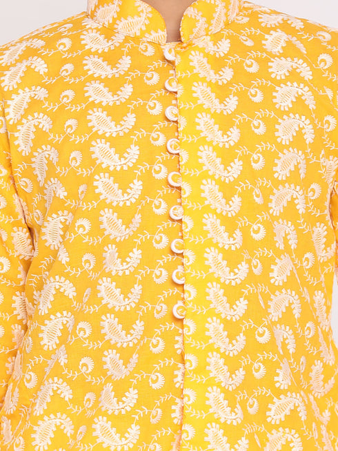 Boy's Orange Pure Cotton Kurta